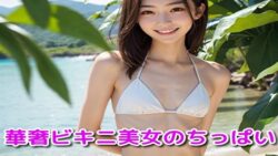 【貧乳】 華奢ビキニ美女のちっぱい 【d_401453】