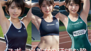 【貧乳】 スポーツ美女の汗ばむ脇 【d_452874】