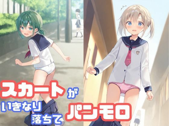 【貧乳】 スカートがいきなり落ちてパンモロ 【d_587881】