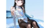 【貧乳】 ツヤスベ衣装のレースクイーン｜satin race queen【219枚＋50秒moive】 【d_593708】