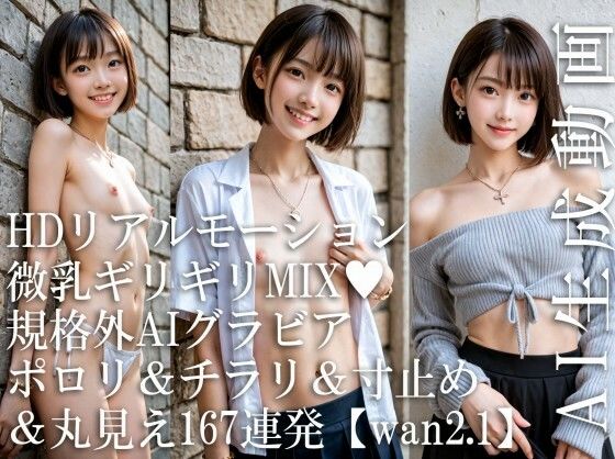 【貧乳】 【HDリアルモーション】微乳ギリギリMIX（はーと） 規格外AIグラビア ─ ポロリ＆チラリ＆寸止め＆丸見え167連発【wan2.1】 【d_622078】
